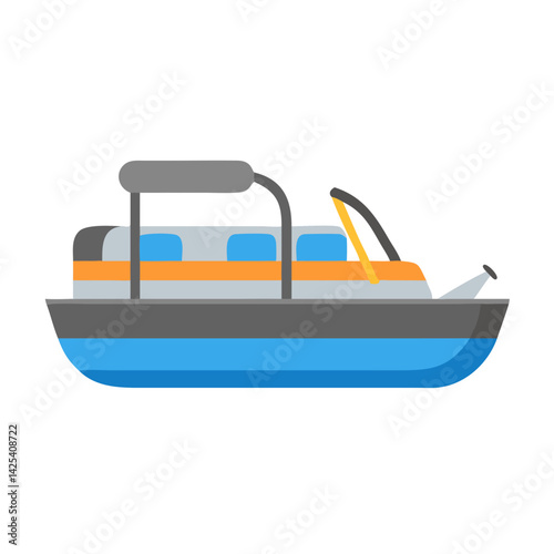 Stylized Pontoon Boat Illustration on a Black Background