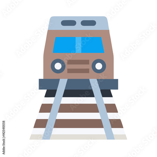 Train on Tracks: Modern Flat Vector Illustration