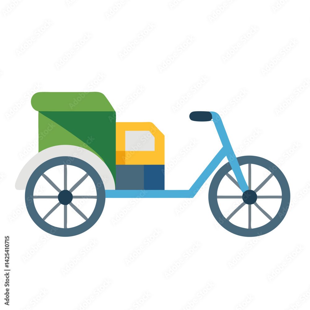 Fototapeta premium Colorful delivery tricycle vector illustration on a black background