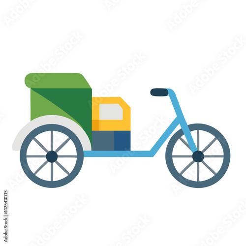 Colorful delivery tricycle vector illustration on a black background