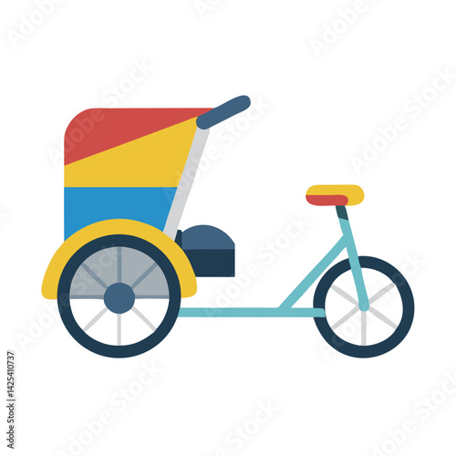 Colorful cargo tricycle illustration isolated on black background