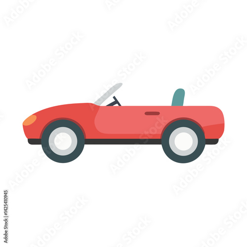 Red Convertible Car Vector Illustration On Black Background