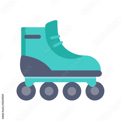Teal Roller Skate Illustration for Sport and Recreation