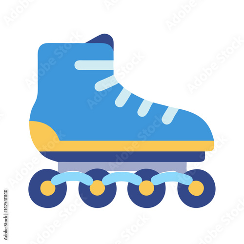 Blue roller skate icon on black background design