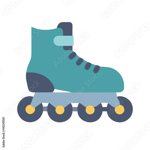 Teal Retro Roller Skate Vector Illustration on Black Background
