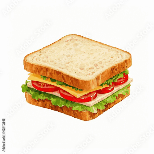 Watercolor bites sandwich isolated vector illustration svg 