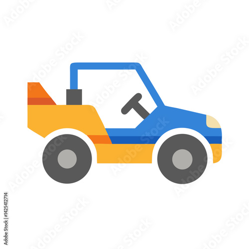 Cartoon Buggy Car: Blue and Yellow Design on Black