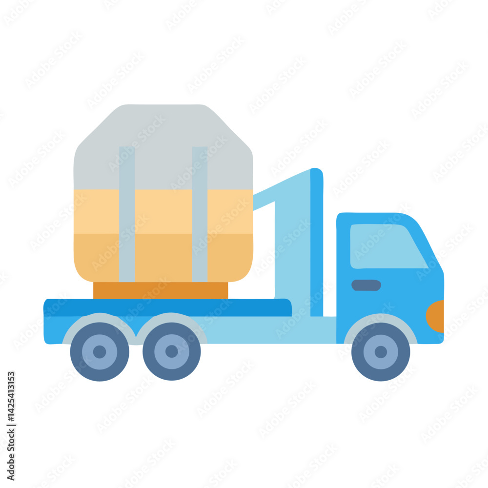 Flat Vector Truck with Tanker Delivery Illustration