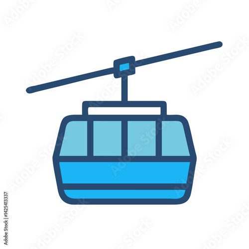 Blue Gondola Lift Symbol Illustration on Black Background