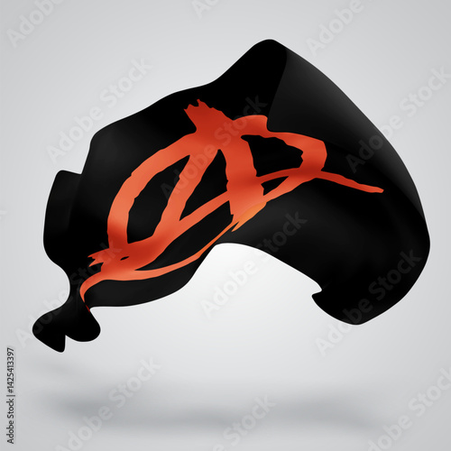 Anarchy, vector 3d flag with waves on a white background
