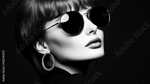 Monochromatic Chic: A Black and White Portrait of a Stylish Woman