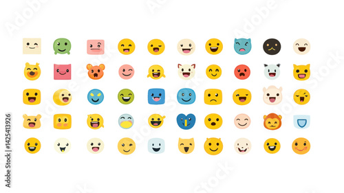 Windows Emoji List Update New Emoji Collection Colorful Vector Emoticon Set with Various Expressions and Characters for Messaging and Communication Apps Icon Pack