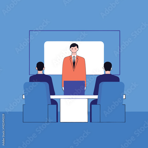Corporate Presentation Flat Vector Illustration for Business and Teamwork.