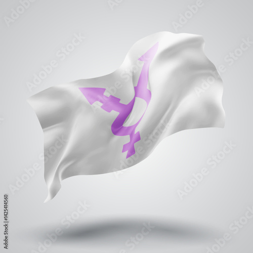 Gender, vector 3d flag with waves on a white background