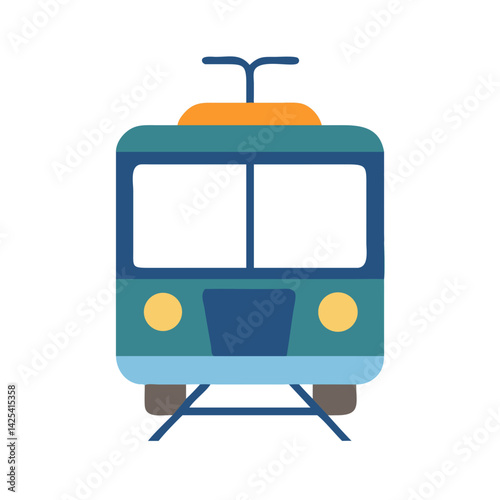 Modern Tram Vector Illustration on Black Background
