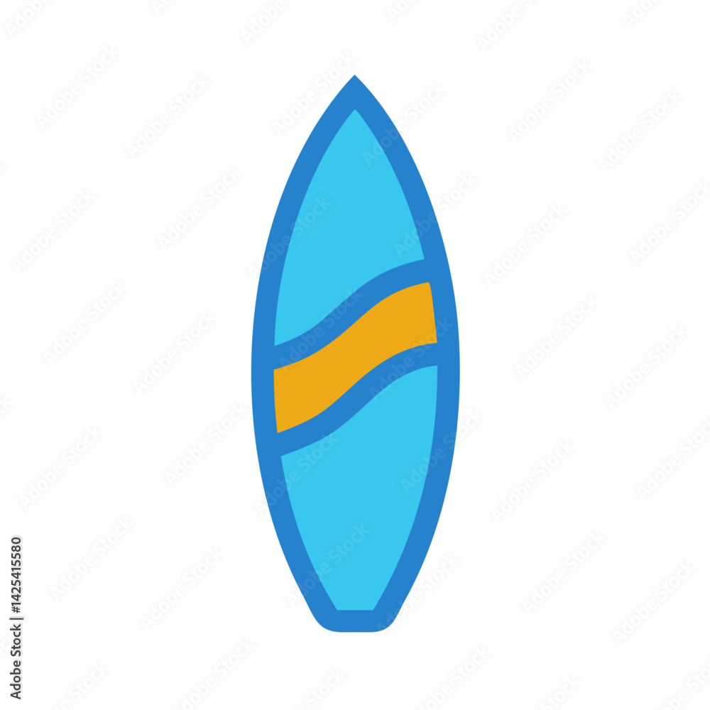 Surfboard icon isolated on black background for surfing