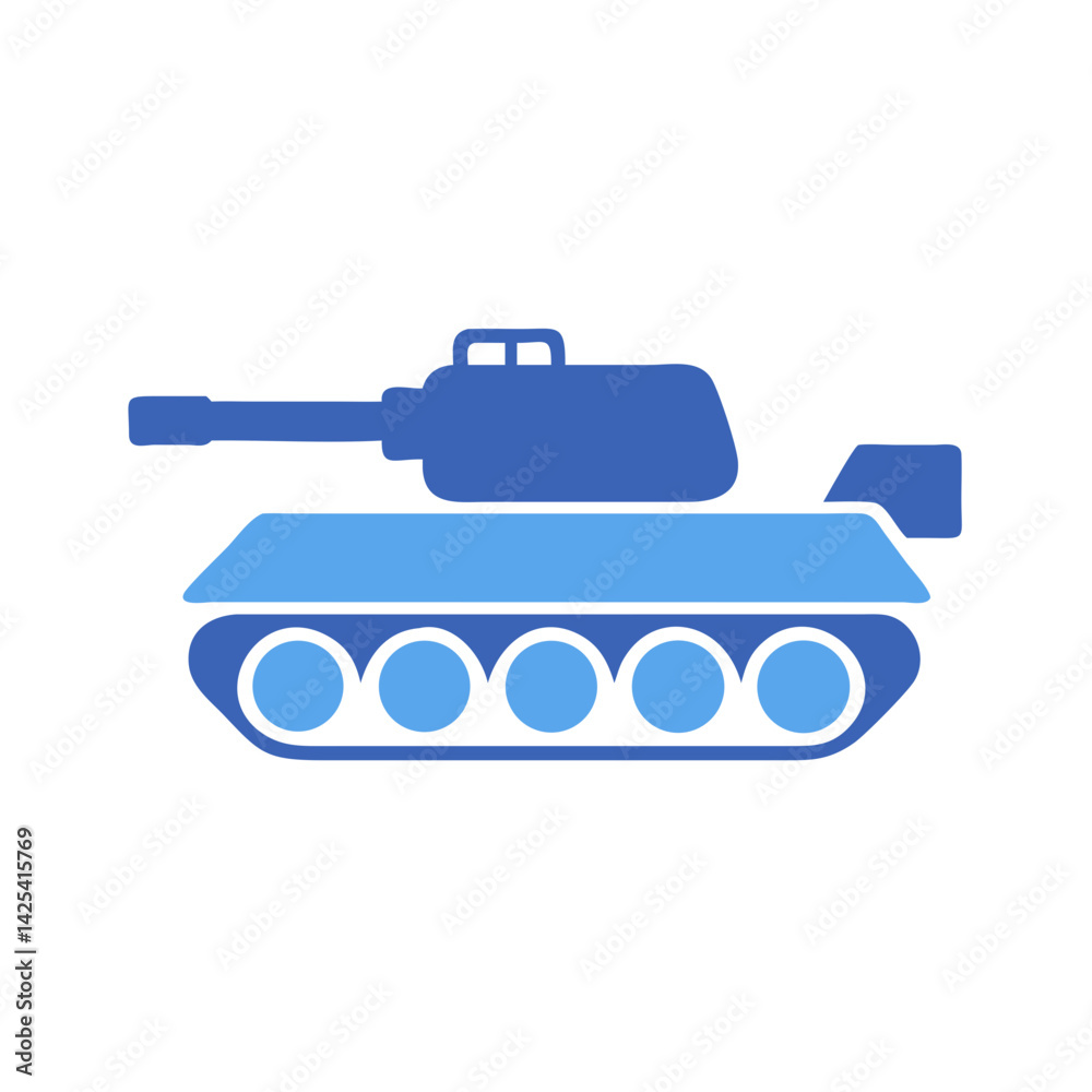 Fototapeta premium Blue Tank Icon on Black Background Illustration Design