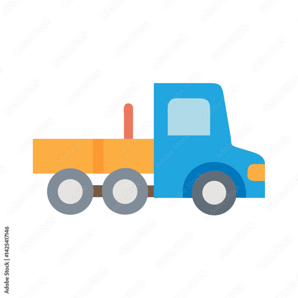 Naklejka premium Simple Vector Graphic Blue Truck With Yellow Bed