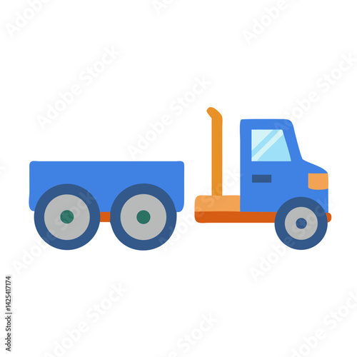 Blue Tow Truck Flat Vector Graphic Illustration