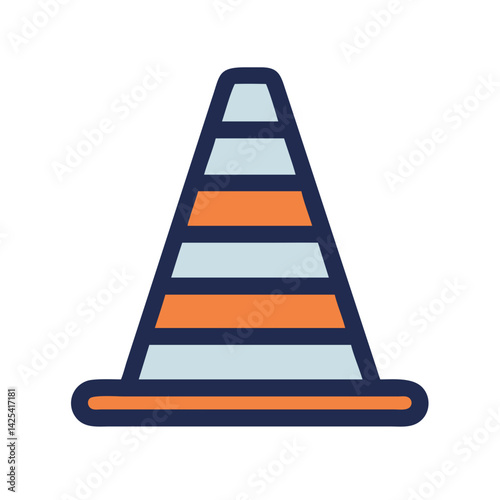 Orange and white striped traffic cone illustration graphic