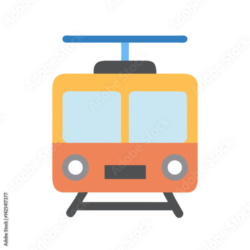 Cute Cartoon Train Icon on Black Background Illustration