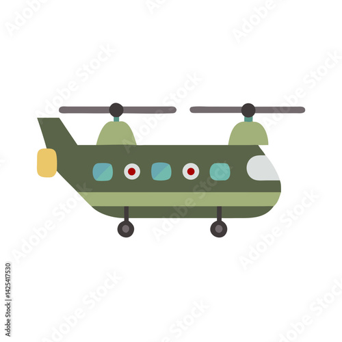 Cartoon military helicopter vector icon on black background