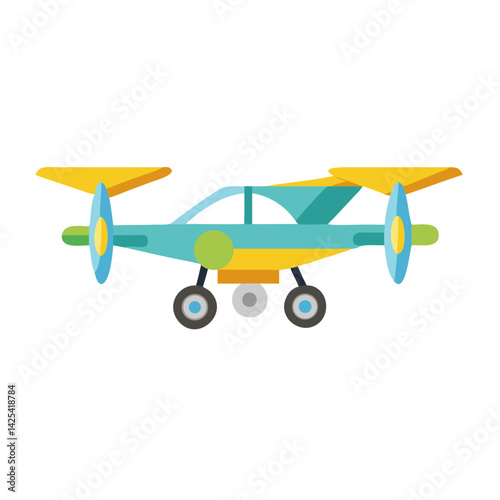 Flat vector illustration of futuristic drone or aircraft