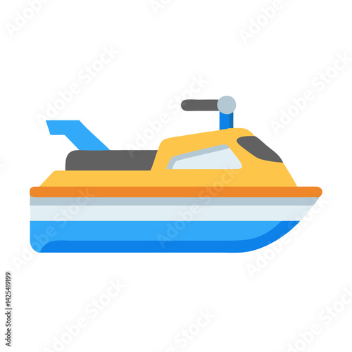 Vibrant Watercraft: Sleek Jet Ski Illustration on Black