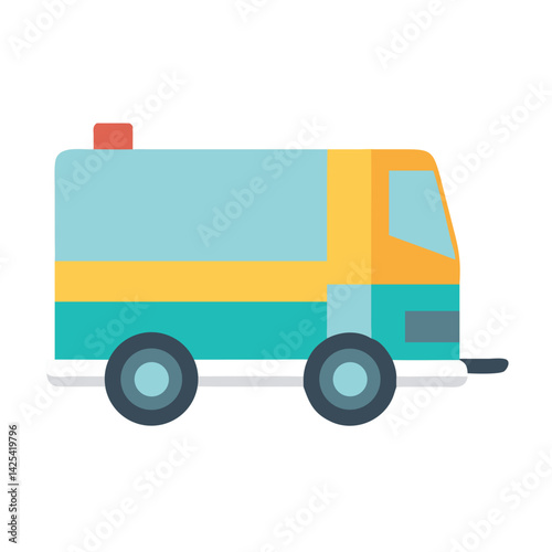 Cartoon Styled Ambulance on Black Background Medical Emergency