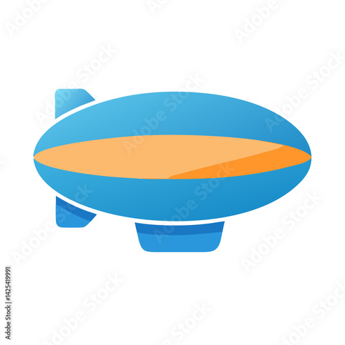 Cartoon Blimp Illustration in Blue and Orange Colors