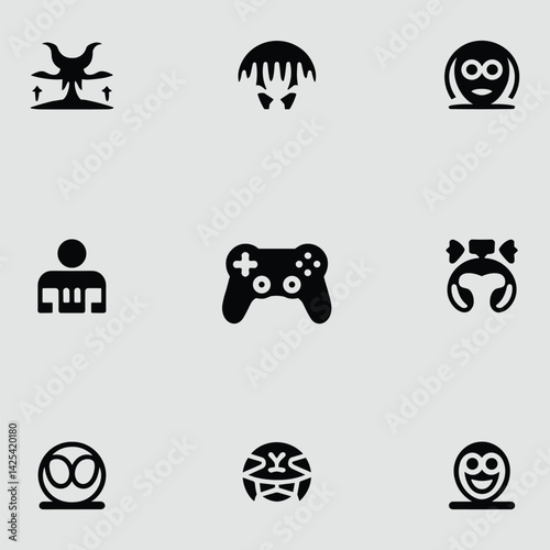 Collection Of Diverse Black Glyph Icons Representing Various Themes And Subjects Displayed On A Neutral Background In A Structured Format