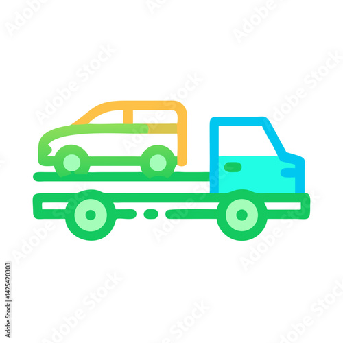 Colorful Car Towing Truck Illustration on Black Background