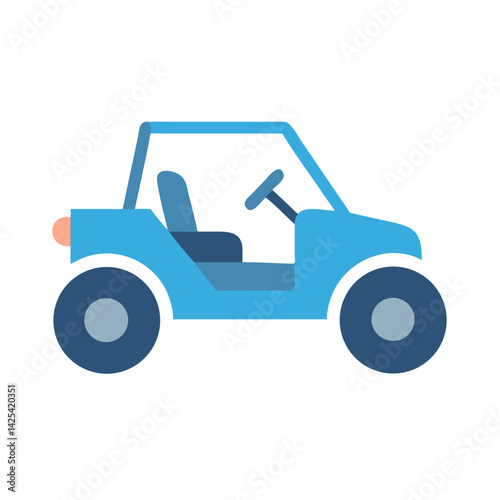 Blue Dune Buggy Icon on Black Background Illustration