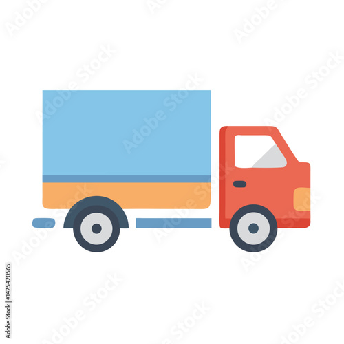Flat Vector Delivery Truck Icon on Black Background