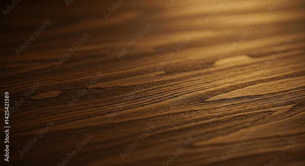 Fototapeta premium Dark Wood Grain Close-up Texture Rich Detail Warm Light