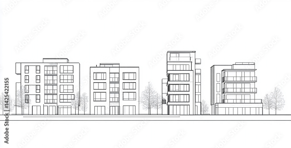 Modern white and black Architecture building Modern white and black Architecture building