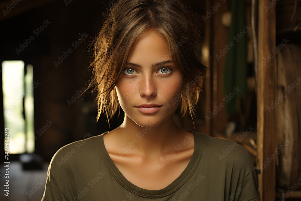 Fototapeta premium Beautiful 20-Year-Old Girl – Short Blonde Hair and Fresh Modern Look
