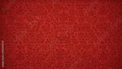 Vintage red flocked damask wallpaper, retro design , photo, antique