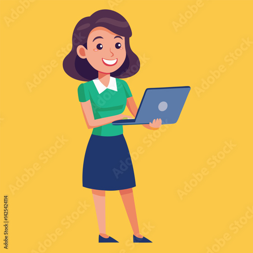 business woman with laptop beauty, communication, one