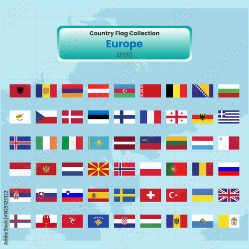 All europe flags continent Vector illustration template