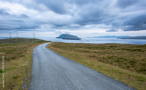 Driving in Faroe Islands, near Nes