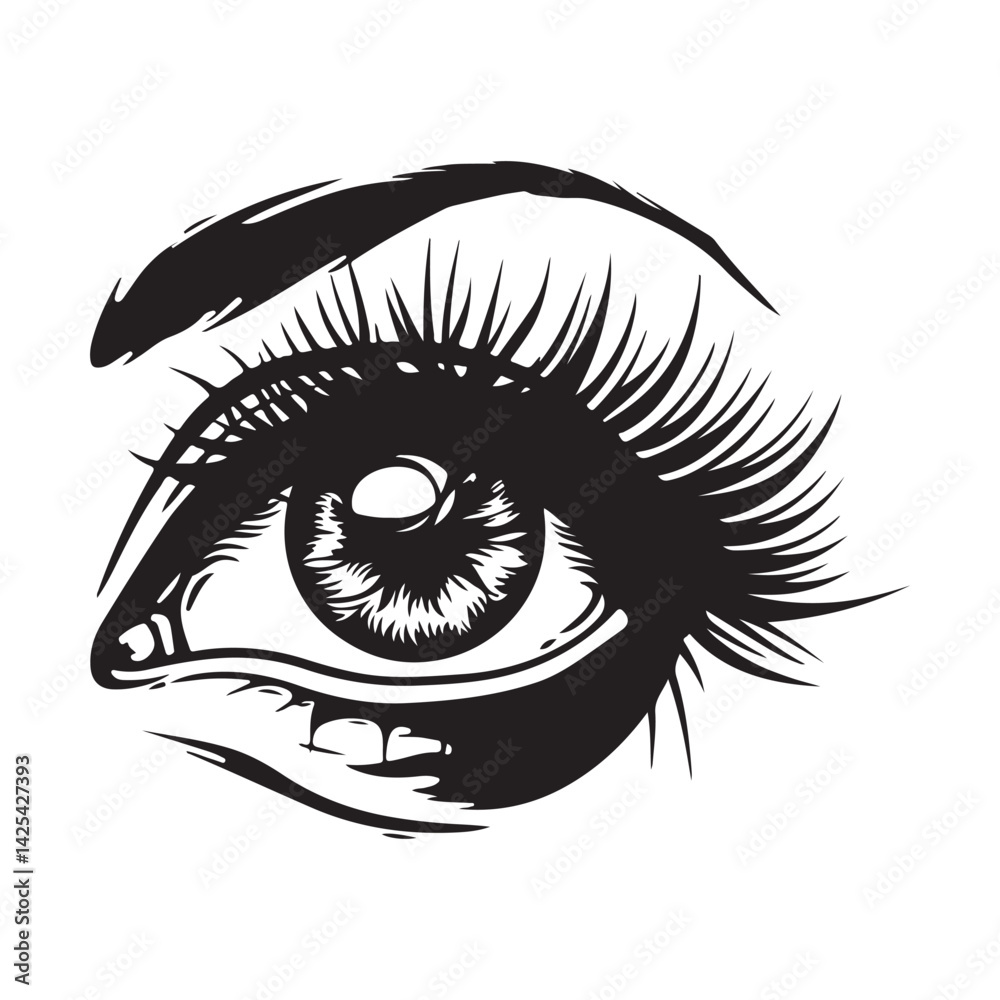 Female Eye and Eyebrow. Eyes Simple Vector Modern Design Illustration Vector On White Background. Female Eye and Eyebrow. Eyes Simple Vector Modern Design Illustration Vector On White Background.