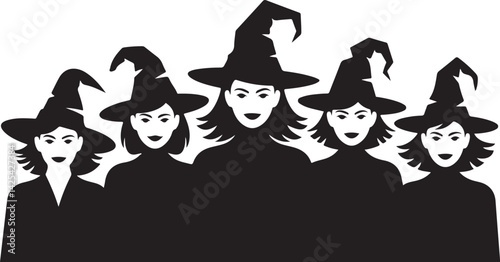 Witch Silhouette Vector Art, Spooky Halloween Illustration, Mystic Pointed Hat Design, Horror Festive Icons, Enchanted Witch Graphic Collection