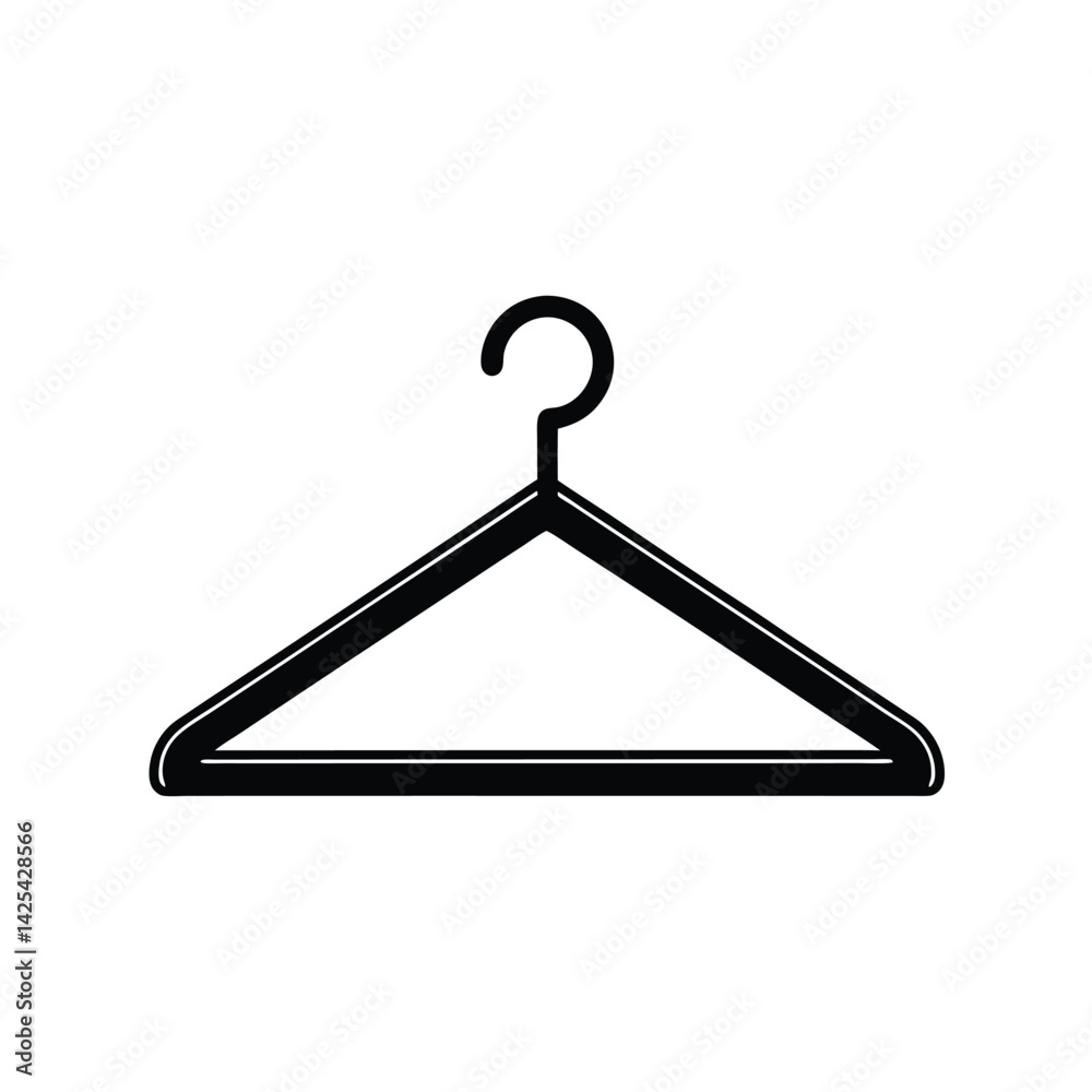 A solid black silhouette of a clothes hanger A solid black silhouette of a clothes hanger
