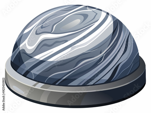 A high-quality vector illustration of a polished marble stone with white base and grey veining, isolated on a white background