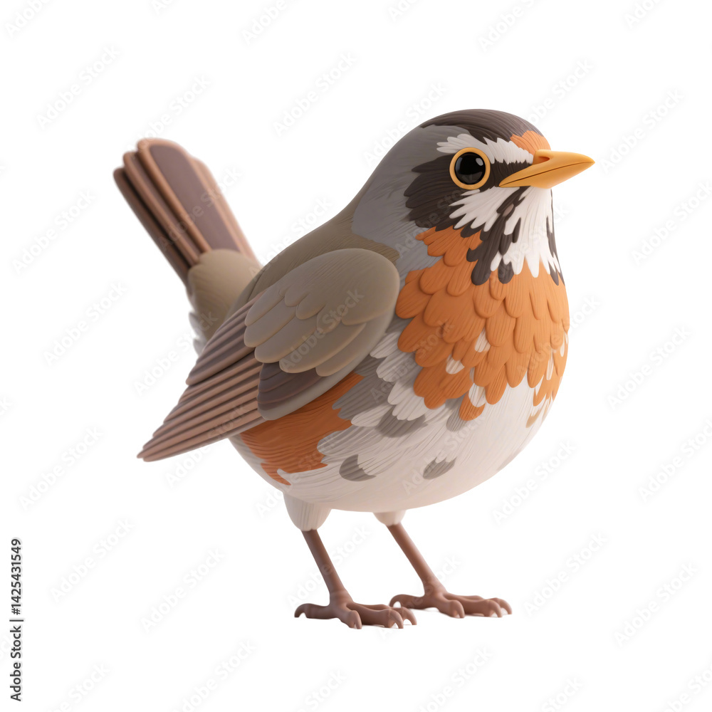 Fototapeta premium Bird – Colorful Stylized Wildlife Illustration, Artistic Nature Design, Isolated On White Transparent Background PNG Object Cut Out Social Media Advertisement Banner Label Poster Download