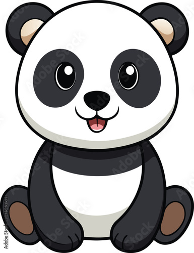 Happy Cartoon Panda Cub – Sitting Baby Bear Clipart for Kids