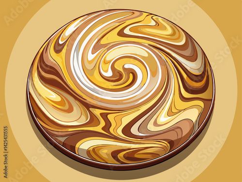 A professional vector of a luxury marble slab with natural swirl texture, placed on a solid ivory background