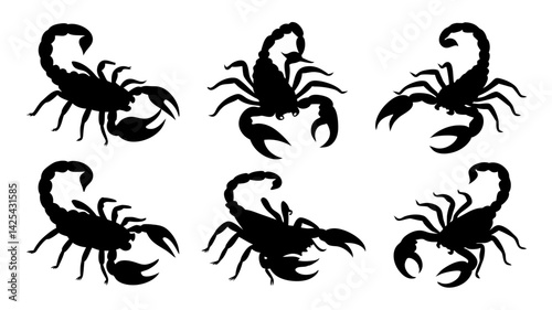 set of scorpion silhouette vector on white background