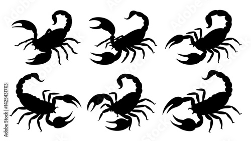set of scorpion silhouette vector on white background